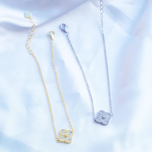 Yonca Taşlı Gümüş Bileklik - Resim 6