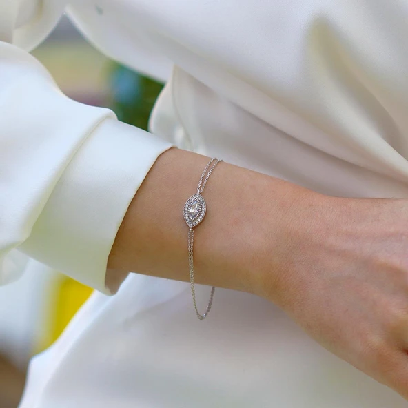 Mekik Taşlı Gümüş Bileklik - Resim 2