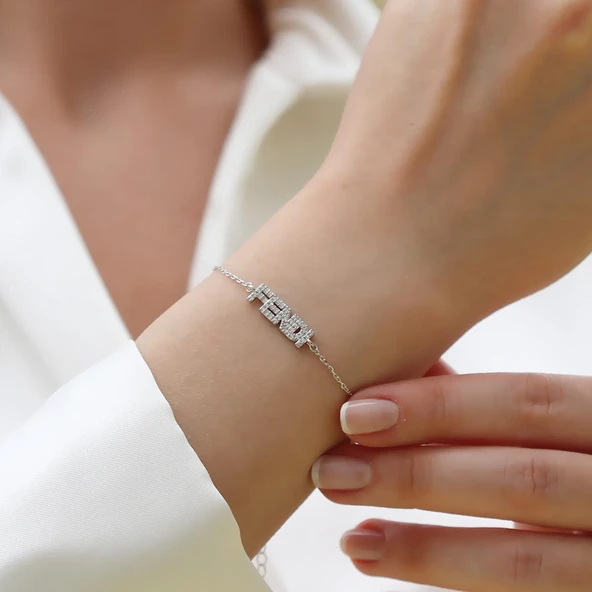 F Model Gümüş Bileklik - Resim 4