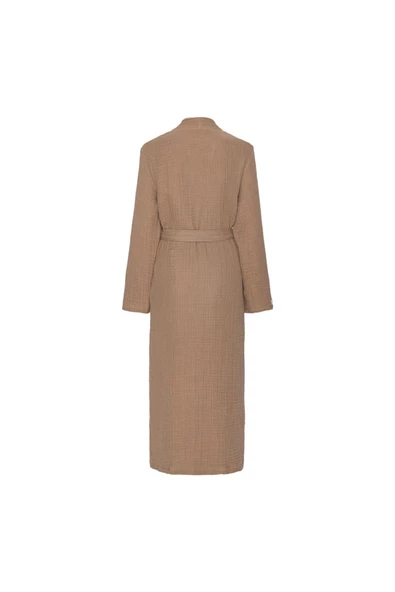 Unisex Müslin Bornoz / Sabahlık % 100 Pamuk Bej - 8