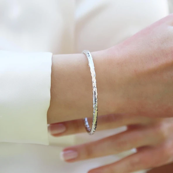 Dövme 4mm 6,5cm Ajda Gümüş Bilezik - Resim 4