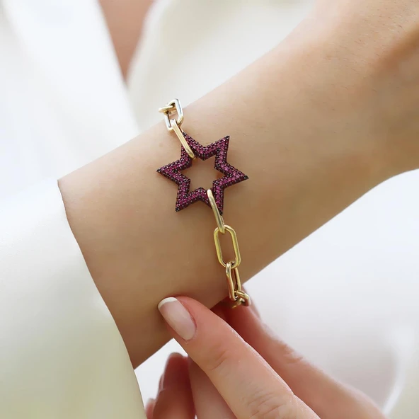 Yıldız Apm Taşlı Trend Gold Bileklik - Resim 2