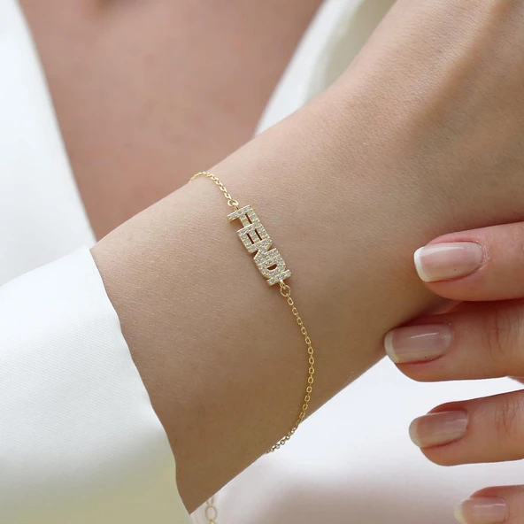 F Model Gümüş Bileklik - Resim 2