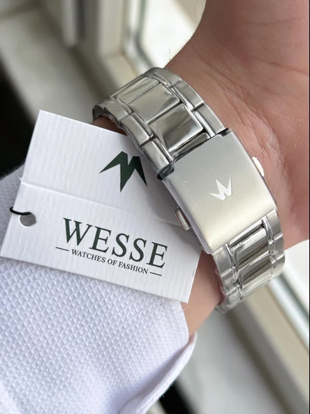 Wesse Çelik Kordon İç Fonksiyonları Aktif 5 Atm Suya Dayanıklı Erkek Kol Saati EW.208806-LL - Resim 4
