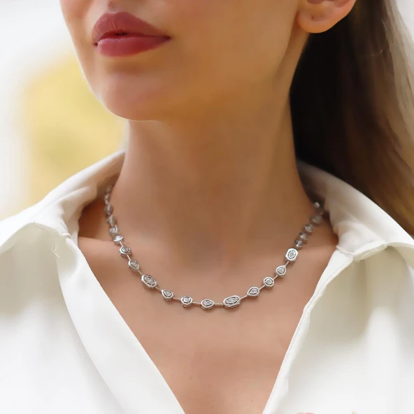 Taşlı Trend Gümüş Kolye - Resim 2