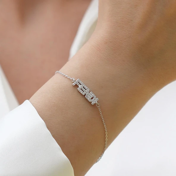 F Model Gümüş Bileklik - Resim 7