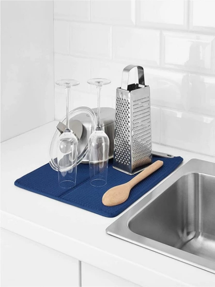 IKEA Bulaşık Kurutma Örtüsü Koyu Mavi - 3