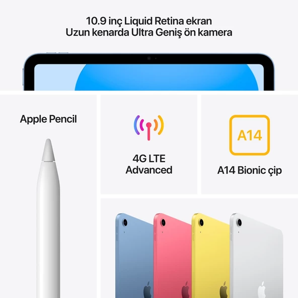 iPad 10.Nesil 64GB 10.9" Wi-Fi Cellular Tablet - MQ6L3TU/A Sarı - 6