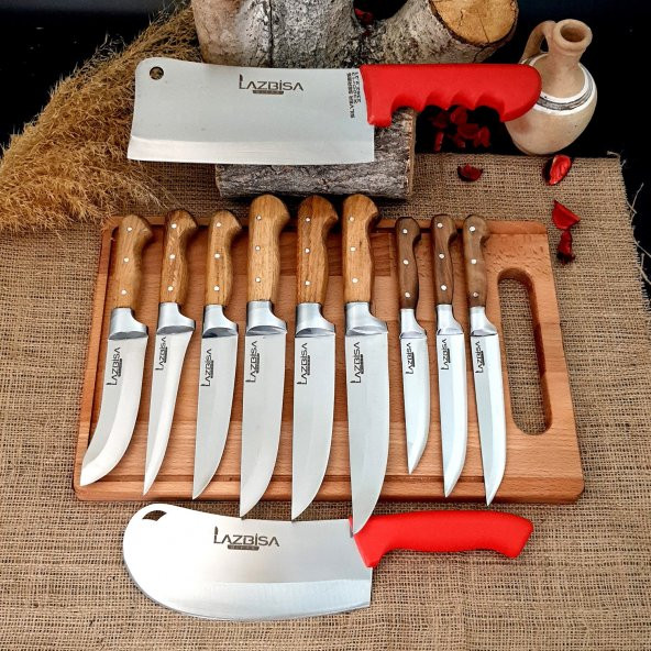 Lazbisa Kurban Bıçak Seti Mutfak Et Sebze Bıçağı 11 Parça Yatağan