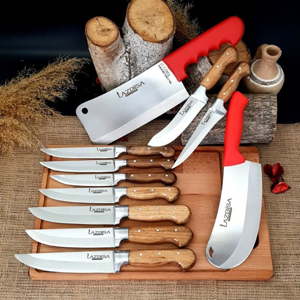 Lazbisa Kurban Bıçak Seti Mutfak Et Sebze Bıçağı 11 Parça Yatağan - 3