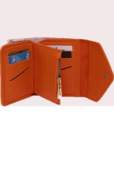 Kadın Fermuarlı çıtçıtlı Bozuk Para Bölmeli Cüzdan Kartlık Aksesuar,yılbaşı Hediyesi kahve - 3