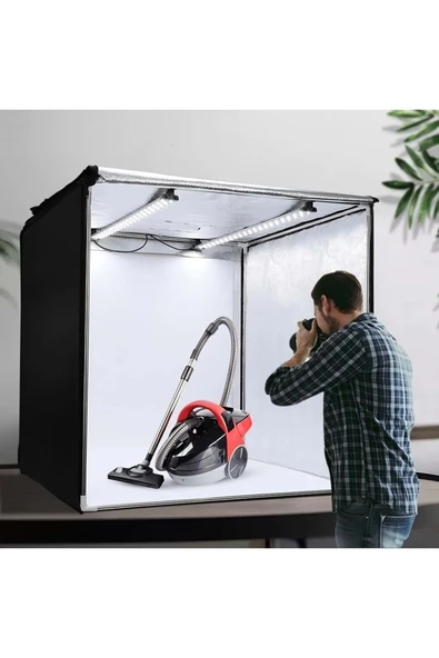Monozone Fotoğraf Stüdyosu Profesyonel Çadır Kiti Led Işıklı 80x80 Cm Taşıma Çantalı Ürün Fotoğraf Çekim Çadırı Pratik Katlanabilir Aydınlatma Çadırı - 2