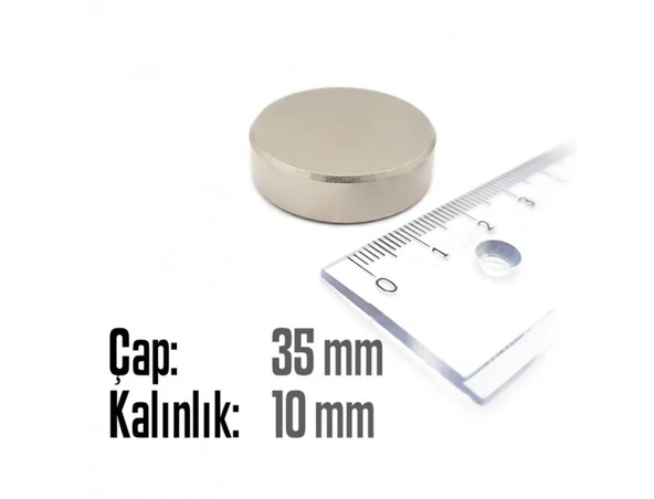 Neodyum Mıknatıs Silindir Çap 35mm , Kalınlık 10mm ( 1 Adet) - 2