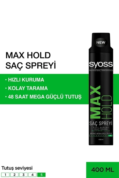 Syoss Max Hold Mega Güçlü Tutuş Saç Spreyi 400 ML
