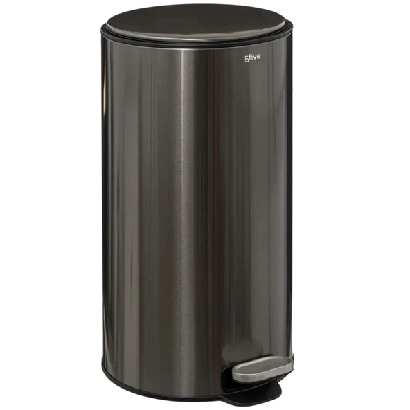 5five Simply Smart Delta Metal Pedallı 30 LT Çöp Kutusu Metalik Siyah