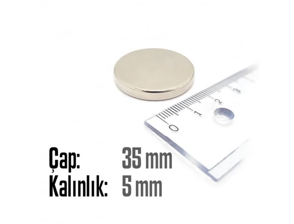 Neodyum Mıknatıs Silindir Çap 35mm , Kalınlık 5mm   ( 1 Adet) - 2