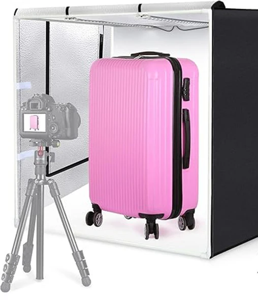 Monozone Fotoğraf Stüdyosu Profesyonel Çadır Kiti Led Işıklı 80x80 Cm Taşıma Çantalı Ürün Fotoğraf Çekim Çadırı Pratik Katlanabilir Aydınlatma Çadırı - 5