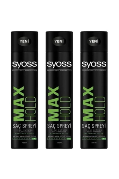 Syoss Saç Spreyi Max Hold 3 x 400 ml