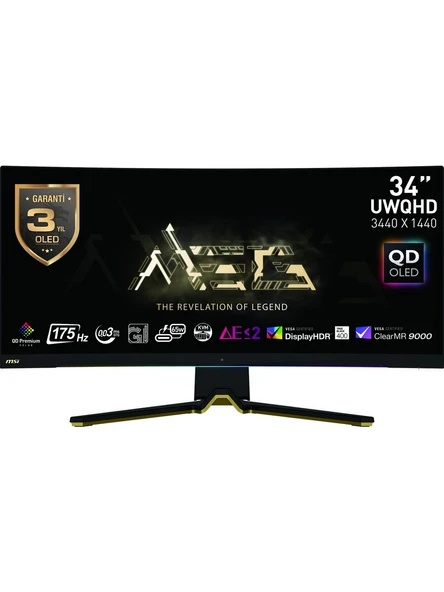 MSI 34.18 INÇ MEG 342C QD OLED 3440x1440 (UWQHD) 21:9 CURVE 1800R QD-OLED 175HZ 0.03MS ADAPTIVE-SYNC GAMING MONITOR