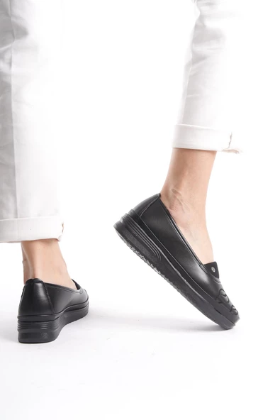 Kadın Önü Motifli Günlük Ayakkabı Rahat Taban Comfort Tam Kalıp Düz Ayakkabı - Resim 3