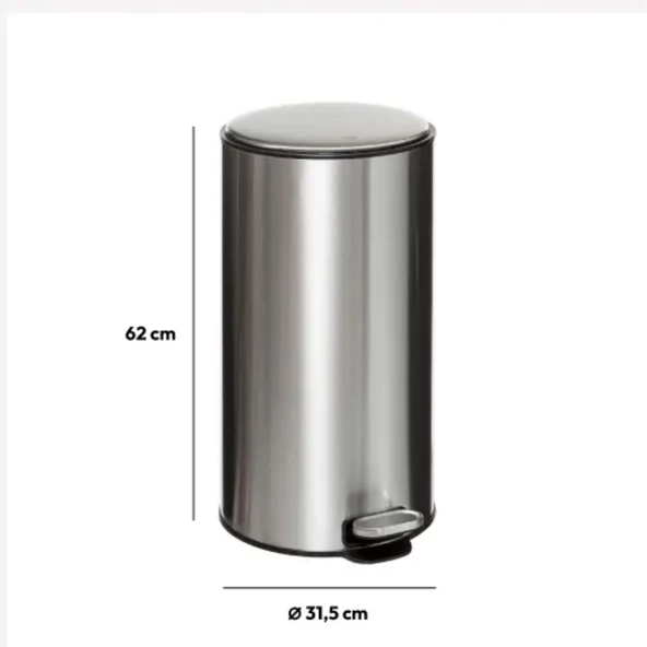 5five Simply Smart Delta Metal Pedallı 30 LT Çöp Kutusu Çelik - 2