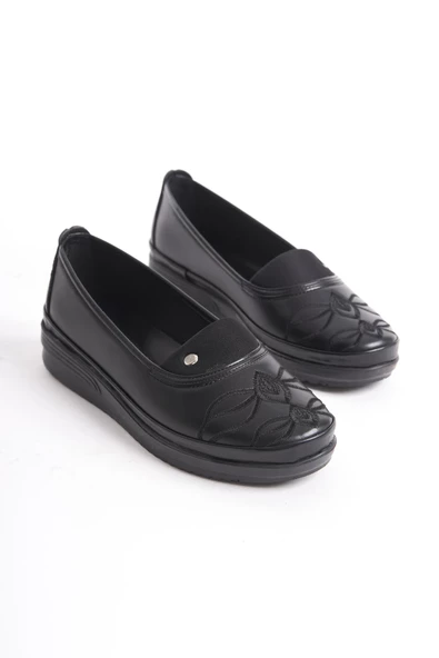 Kadın Önü Motifli Günlük Ayakkabı Rahat Taban Comfort Tam Kalıp Düz Ayakkabı - Resim 4