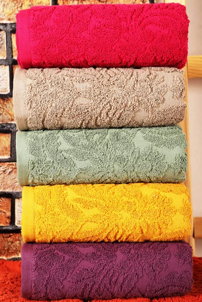 Mira Home 6 lı El Yüz Jakarlı Havlu Seti Doku Desen - 3