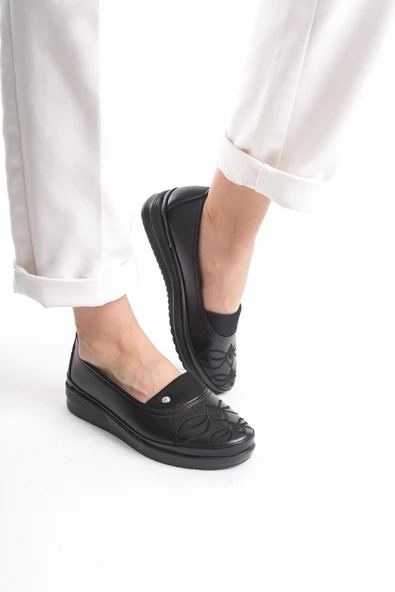 Kadın Önü Motifli Günlük Ayakkabı Rahat Taban Comfort Tam Kalıp Düz Ayakkabı - Resim 2