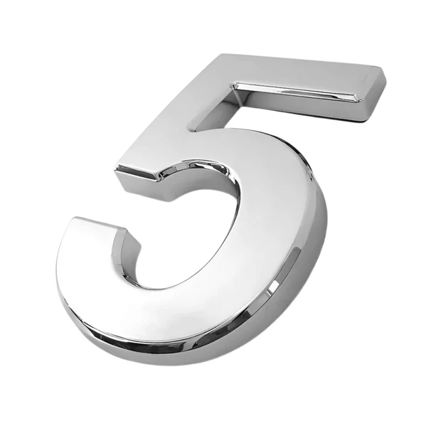 Kapı Numarası Yapışkanlı Küçük Boy 50 mm 5 cm Numara 5 Rakam Beş Sayısı Krom Renk Numaralar 1 Adet - 4
