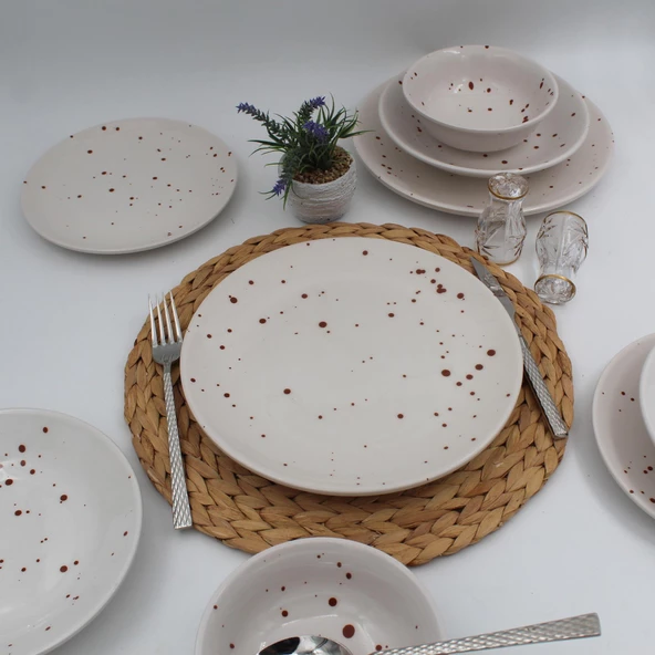 Point 8 Parça 2 Kişilik Yemek Takımı Karemel - Resim 4
