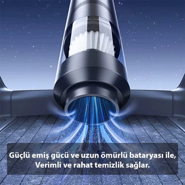 Polham 90W 5000PA 3600Mah Uzun Şarjlı El Tipi Süpürge, Araç Süpürgesi, Vakum,Üfleme Özellikli Süpürge - 5