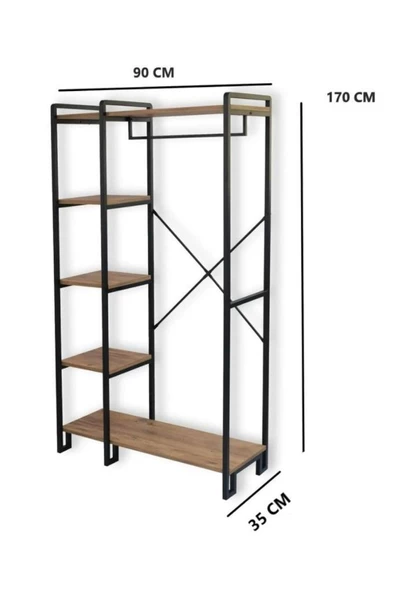 Digithome Dekoratif Metal 5 Raflı Ayakkabılık Elbise Ve Portmanto Askılığı Gardırop Mrs-016 C- 1-1-369 - 5