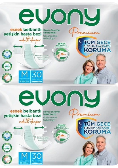 Evony Premium Hasta Bezi Yetişkin Bel Bantlı Tekstil Yüzey M-Orta