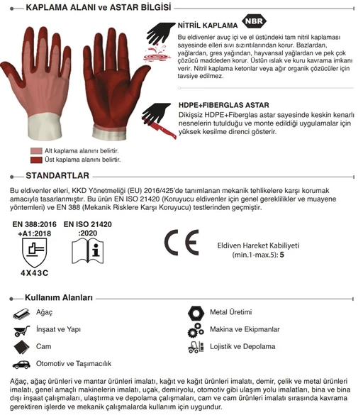 Kesilmez Eldiven E-135625 Nitril Köpük Starline 4x43c 9 Numara - Resim 4