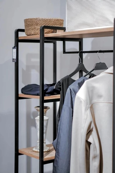 Digithome Dekoratif Metal 5 Raflı Ayakkabılık Elbise Ve Portmanto Askılığı Gardırop Mrs-016 C- 1-1-369 - 3