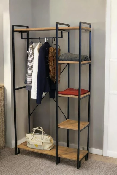 Digithome Dekoratif Metal 5 Raflı Ayakkabılık Elbise Ve Portmanto Askılığı Gardırop Mrs-016 C- 1-1-369 - 2