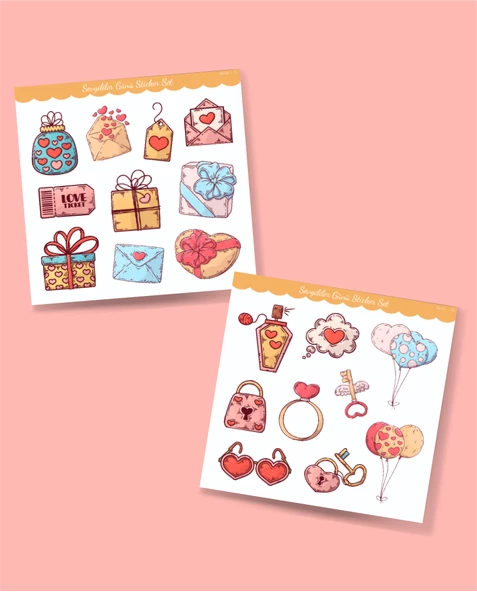 14 Şubar sevgililer günü hediye çıkartmaları süsleme etiketleri- 2li set -etiket kağıdı - Resim 3