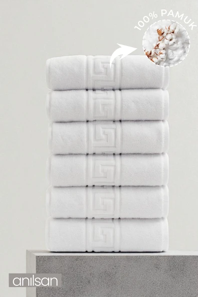 6'lı Greek El Havlusu - 50x90 Cm, 225 Gr, %100 Pamuk, Spa Ve Otel Havlusu, Günlük Kullanıma Uygun