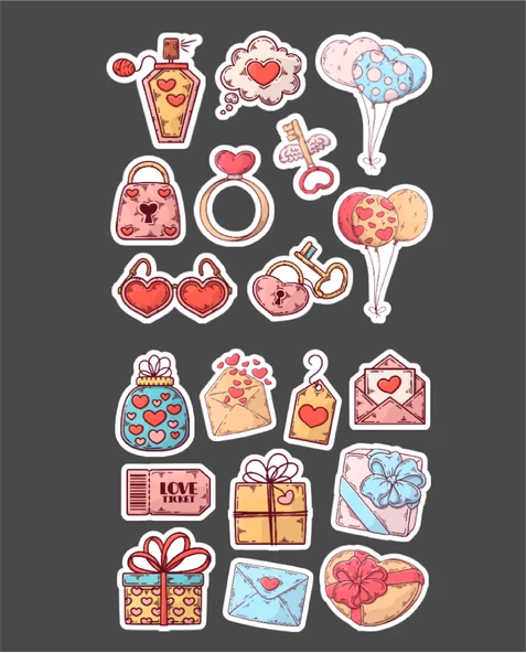 14 Şubar sevgililer günü hediye çıkartmaları süsleme etiketleri- 2li set -etiket kağıdı - Resim 4