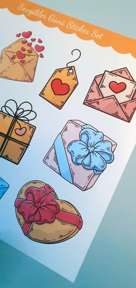 14 Şubar sevgililer günü hediye çıkartmaları süsleme etiketleri- 2li set -etiket kağıdı - Resim 8