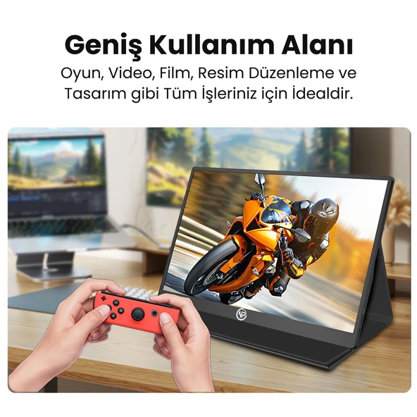 NPO NPM6 15.6" IPS FHD 5ms 60Hz Type-C Telefon ve Oyun Konsolu Uyumlu Metal Kasa Taşınabilir Monitör - 11