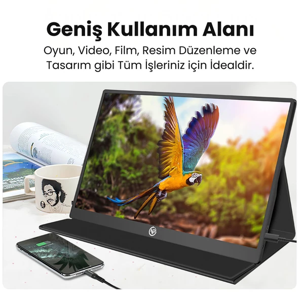 NPO NPM6 15.6" IPS FHD 5ms 60Hz Type-C Telefon ve Oyun Konsolu Uyumlu Metal Kasa Taşınabilir Monitör - 8