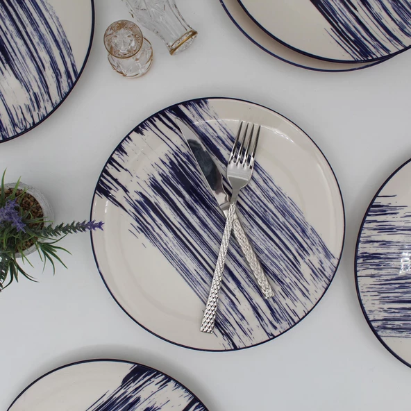 Royal 25 Cm Seramik Servis Tabağı 6 Adet Desenli