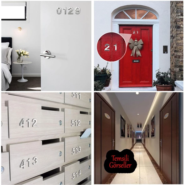 Kapı Numarası Yapışkanlı Küçük Boy 50 mm  5 cm Numara 1 Rakam Bir Sayısı Krom Renk Numaralar 1 Adet - Resim 7