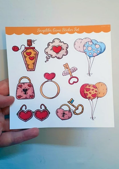 14 Şubar sevgililer günü hediye çıkartmaları süsleme etiketleri- 2li set -etiket kağıdı - Resim 7