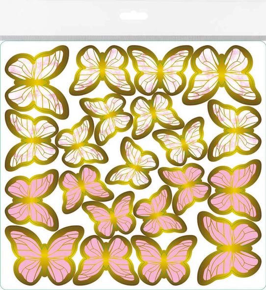 KELEBEK DEKORATİF SÜS VARAKLI PEMBE 1 SET 63 ADET ürün görseli