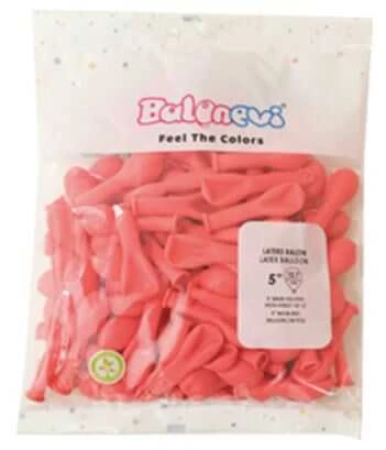 BALON DÜZ NEON FOSFORLU 5 İNC KIRMIZI 100 ADET - Resim 3