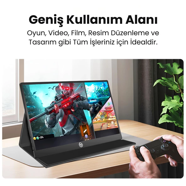 NPO NPM6 15.6" IPS FHD 5ms 60Hz Type-C Telefon ve Oyun Konsolu Uyumlu Metal Kasa Taşınabilir Monitör - 10