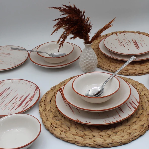 Arna 48 Parça 12 Kişilik Yemek Takımı - Karamel