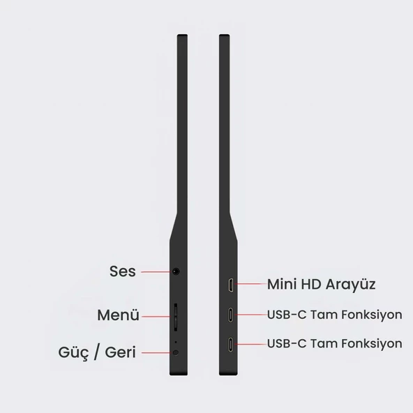 NPO NPM6 15.6" IPS FHD 5ms 60Hz Type-C Telefon ve Oyun Konsolu Uyumlu Metal Kasa Taşınabilir Monitör - 7